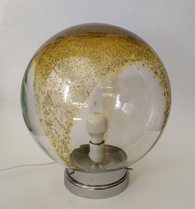 Big Boule Huge Ball Table Lamp Bolting Glass By Murano Vintage Design Angelo Brotto Nason Desk Light Space Age photo for sale