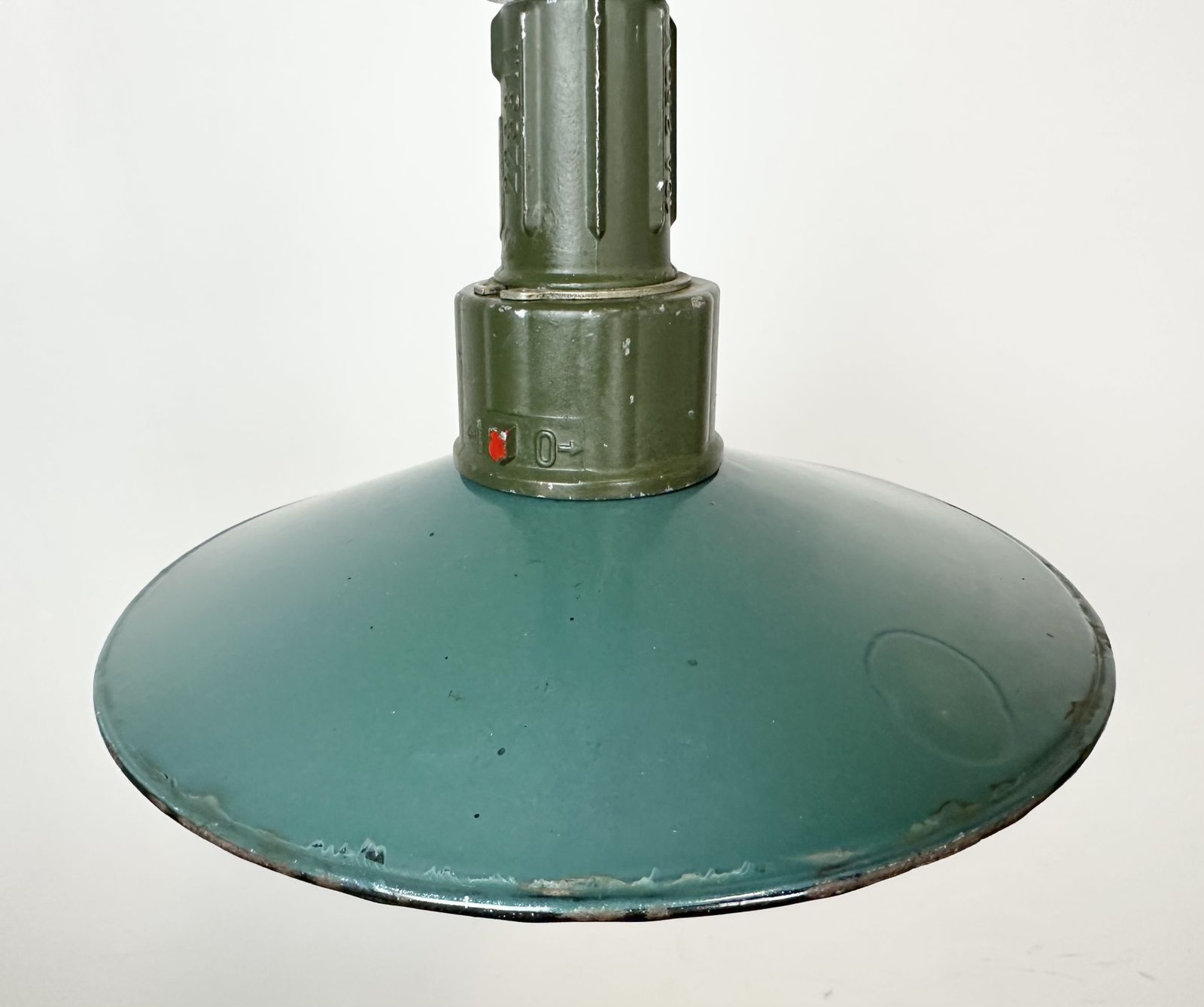 Industrial Green Enamel Pendant Lamp With Cast Aluminium Top, 1960 photo vinterior