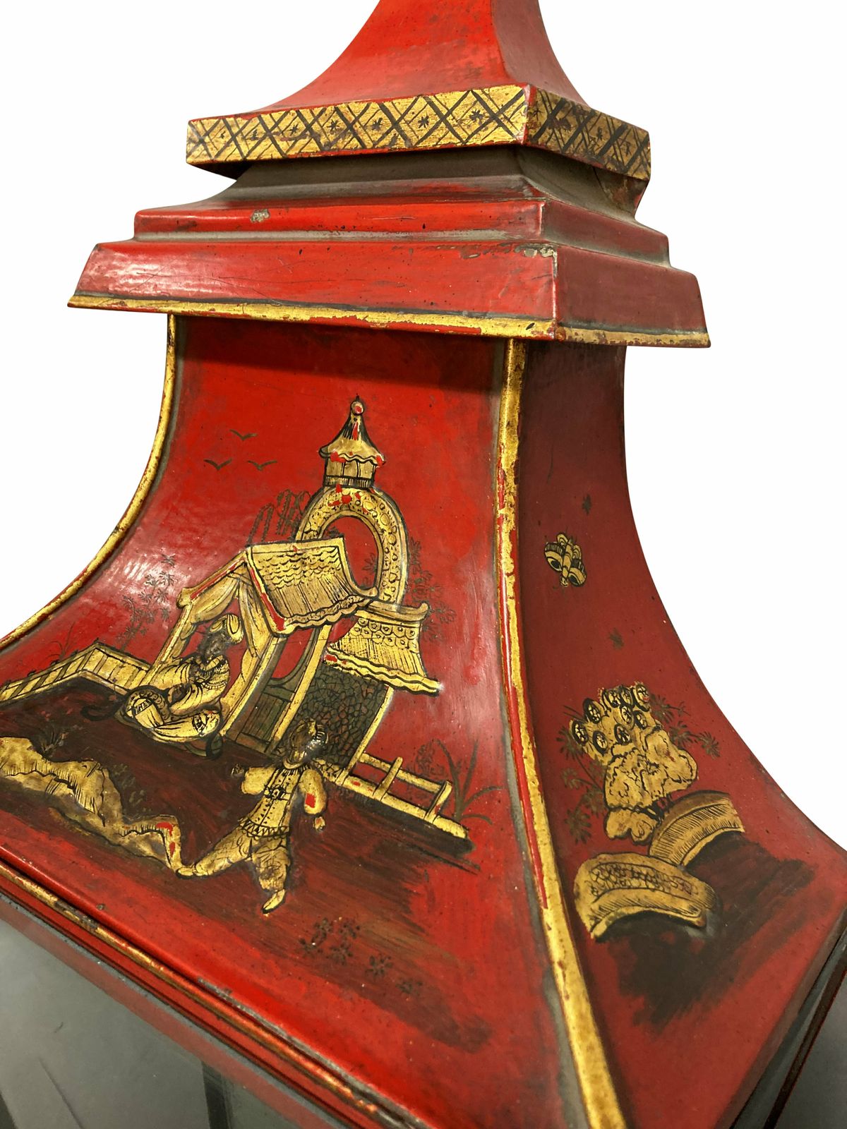 An Impressive Pair Of Regency Style Scarlet Japanned Wall Lanterns photo buy