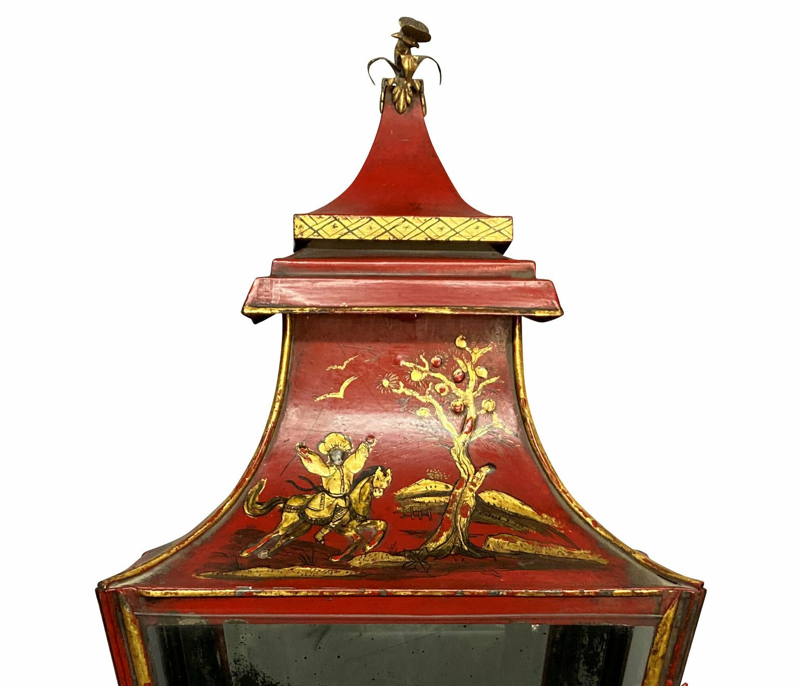 An Impressive Pair Of Regency Style Scarlet Japanned Wall Lanterns photo vintage