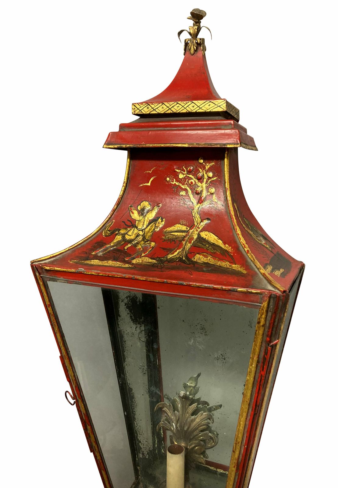 5310.0 An Impressive Pair Of Regency Style Scarlet Japanned Wall Lanterns photo