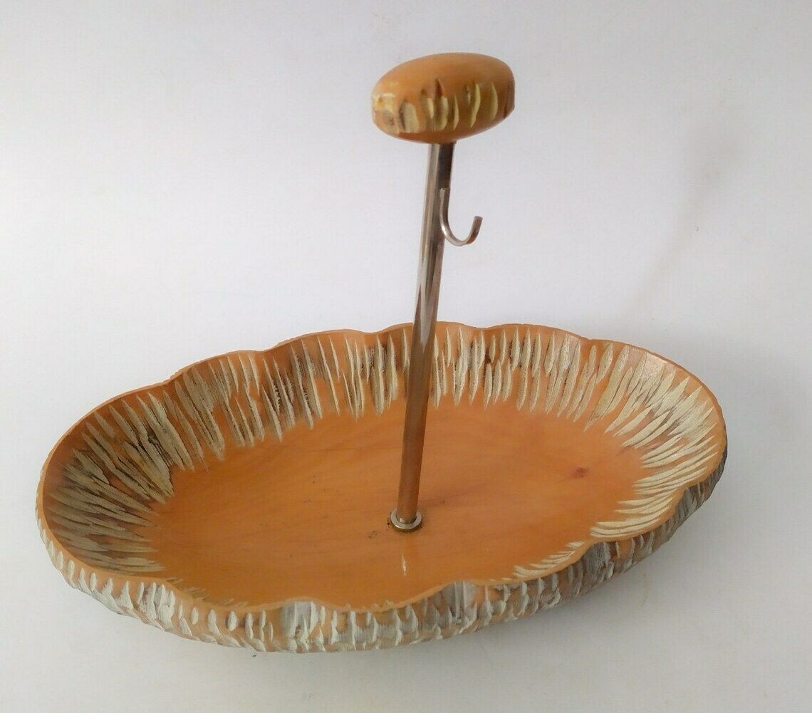 Macabo Vintage Walnut Holder Tray Design Aldo Tura Wood Centerpiece 80s photo furniture
