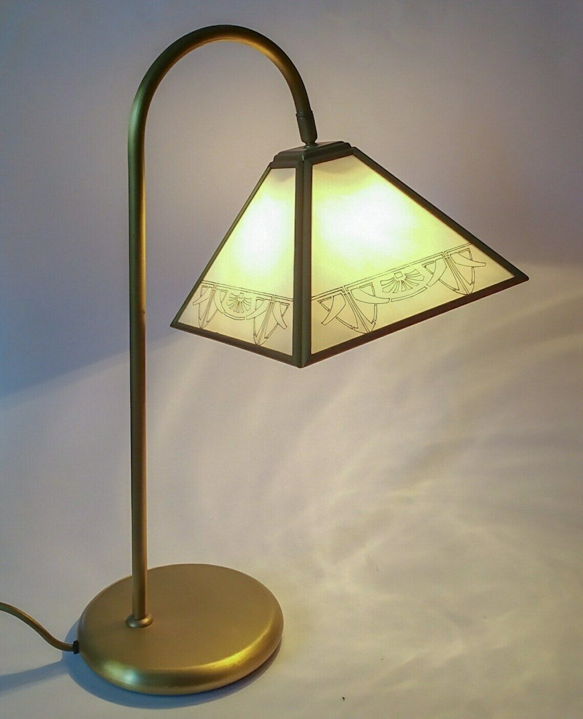 Polyarte Desk Light Vintage Design Italian Glass White Gold Table Lamp Art Deco Style