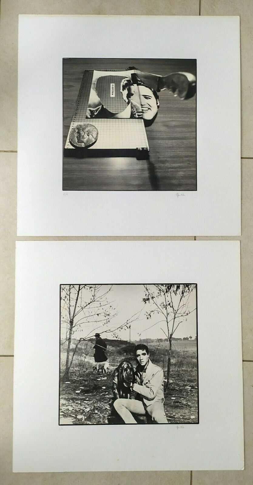 Elvis Presley 2 Photos Lithographs Applied On Vintage Paper Design Bino Jacopo Gentili Graphic Picture Poster Print