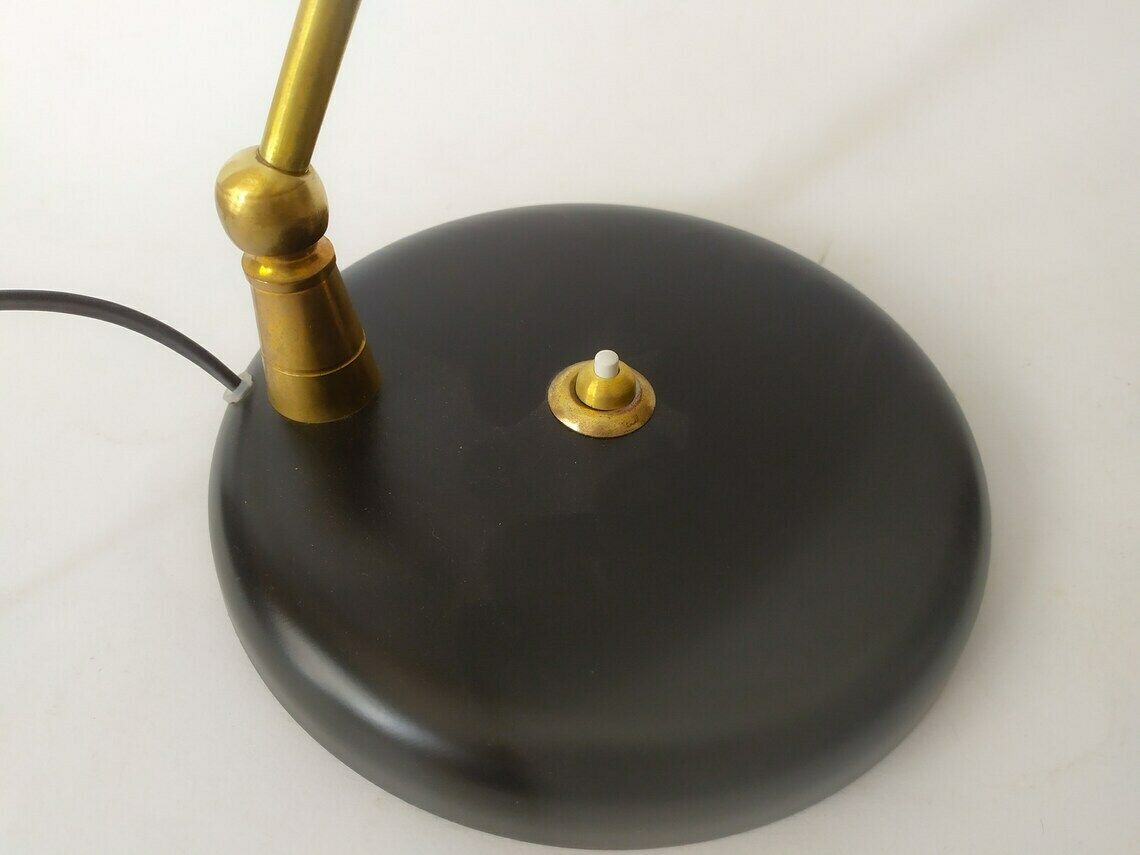 Ministerial Desk Lamp In Brass And Glass Vintage Midcentury Modern Italian Design Table Stilnovo Era photo for sale