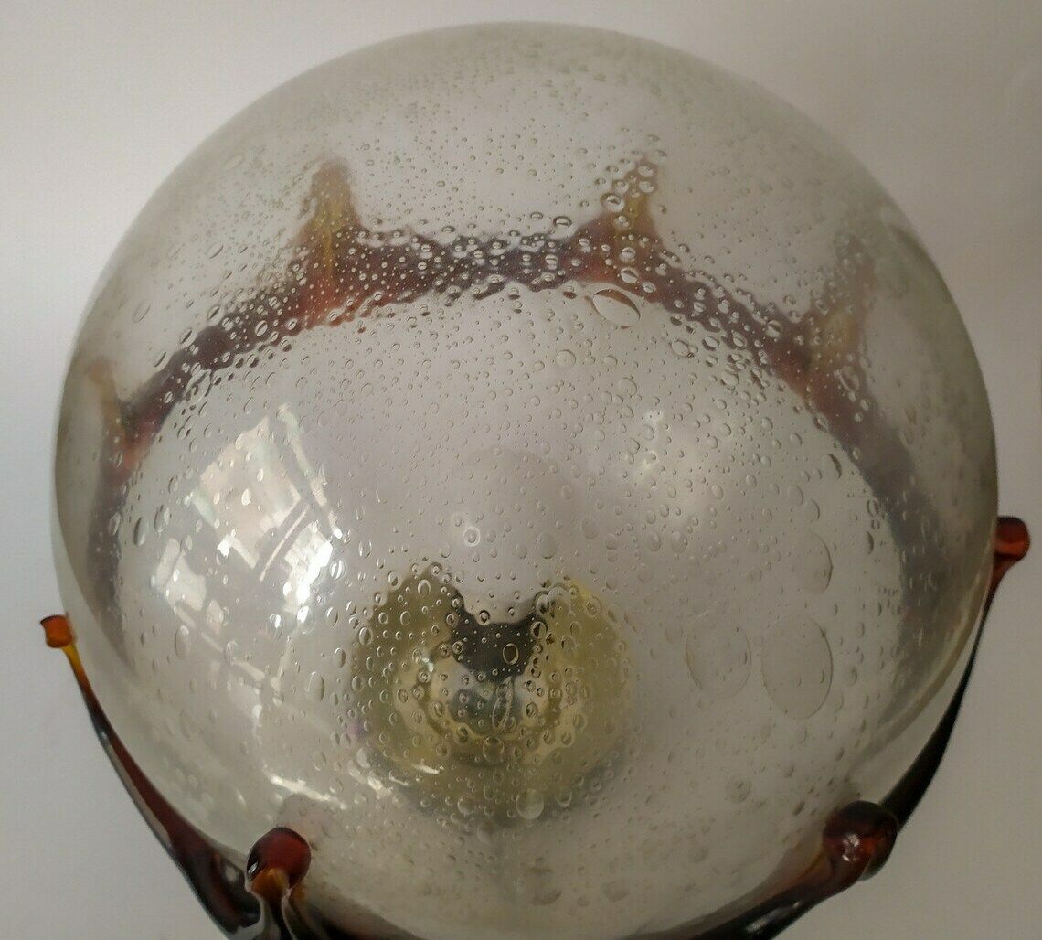 Wonderful Ball Light Vintage Table Lamp Design Space Age Glass By Murano Mazzega Brotto Nason Sugars Amber Bullicante Lamp photo vinterior