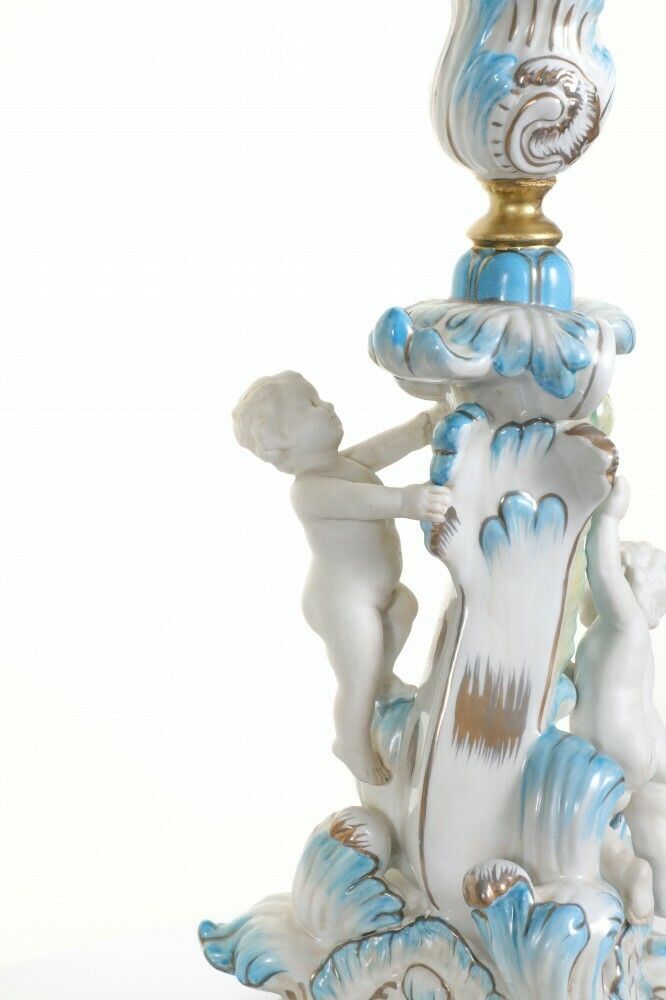 Pair Sevres Candelabras Porcelain Bisque Cheight Erubs Candles photo 875.0