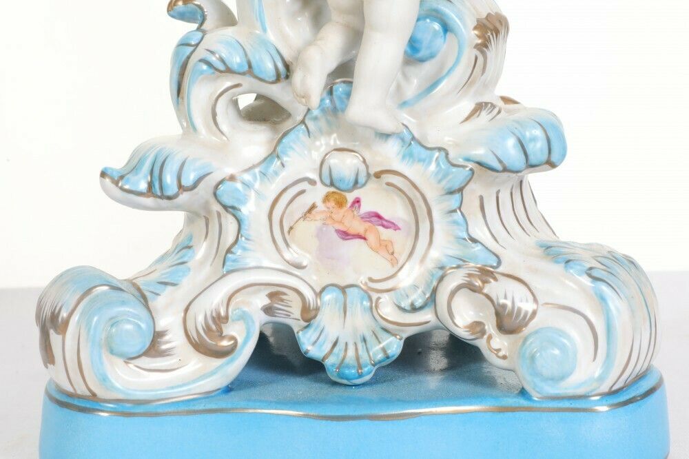 Home Decor Pair Sevres Candelabras Porcelain Bisque Cheight Erubs Candles photo