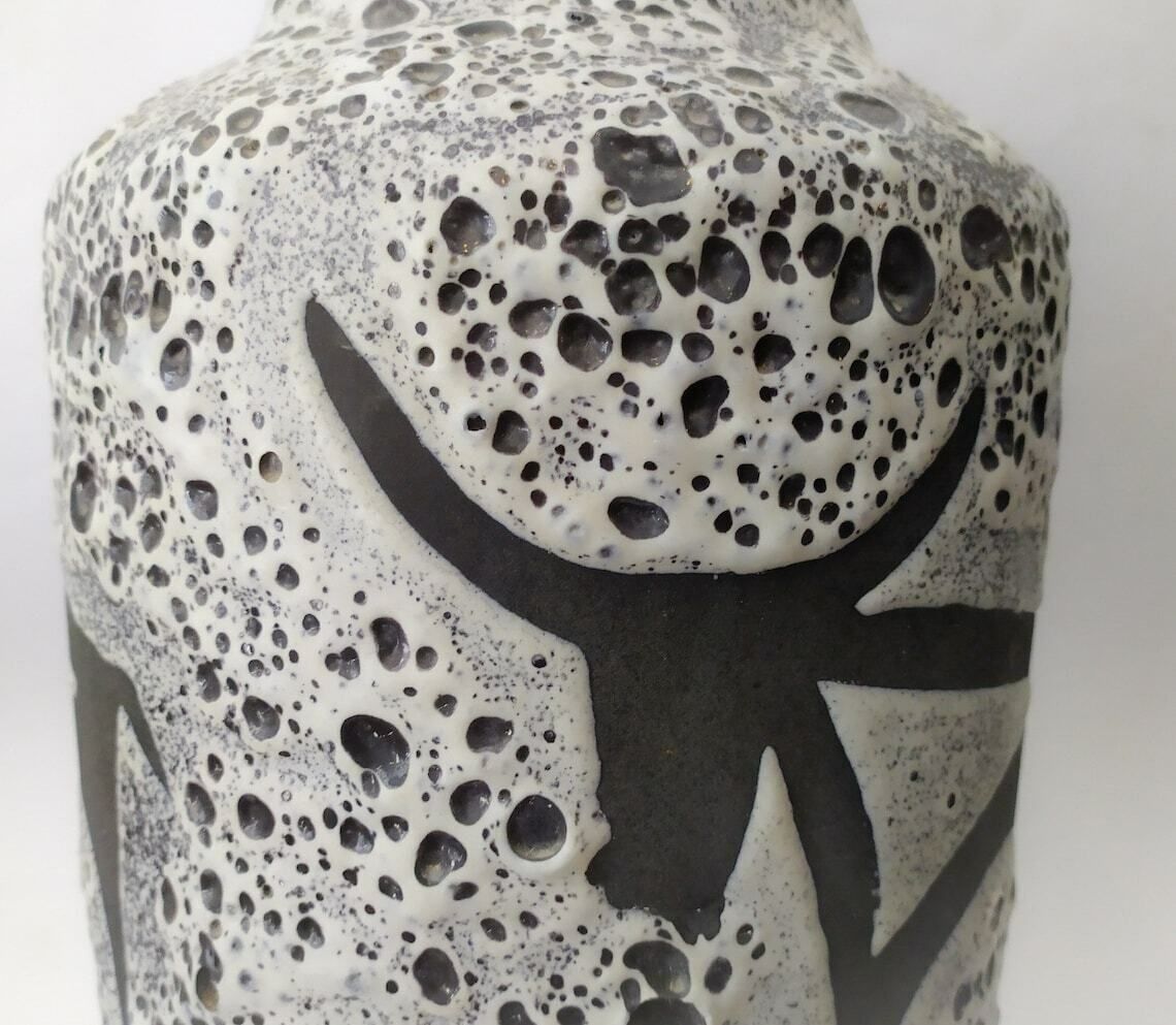 Big Xxl Vase West Germany Design Fat Lava Black And White Ceramic Bull Decorations Home Décor Mid Century Modern Carstens Space Age photo for sale