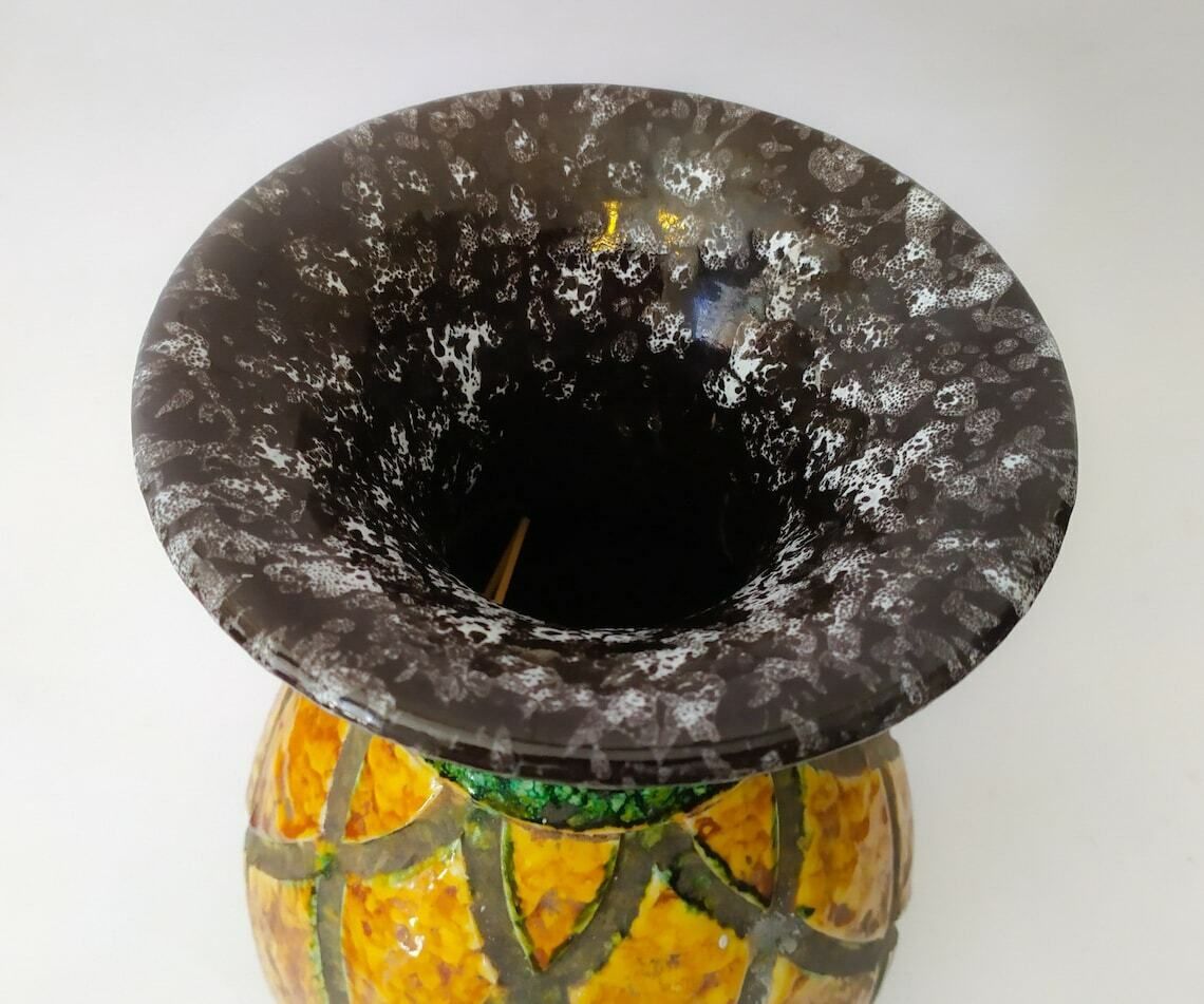 Large Vase New Renaissance Studio 4 Was Bitossi Mid Century Modern Design Yellow Green White And Black Ceramic photo 158.4