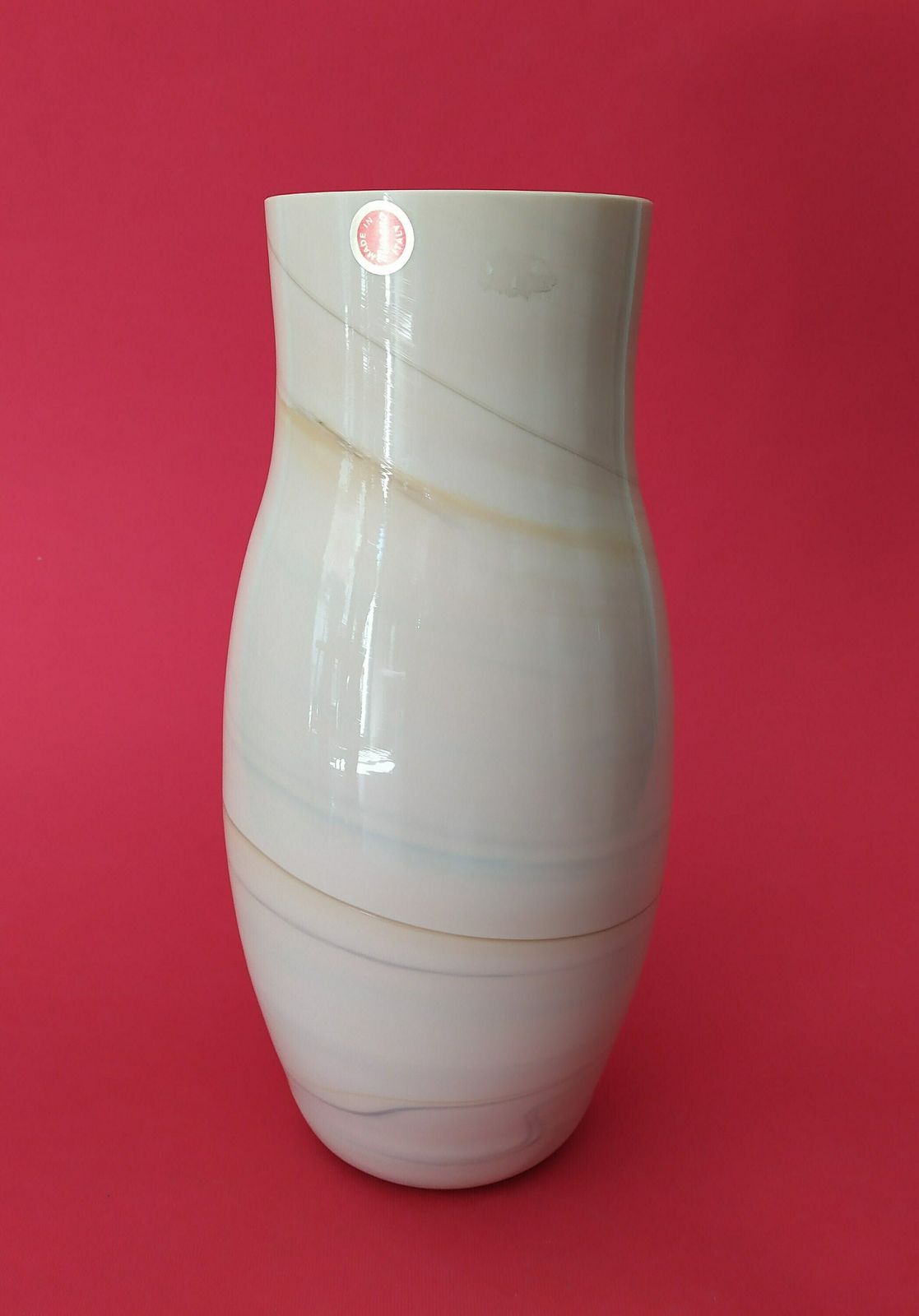 Murano Marbled Glass Vase Vintage Space Age Design Yalos Beige Vase Italian Glass