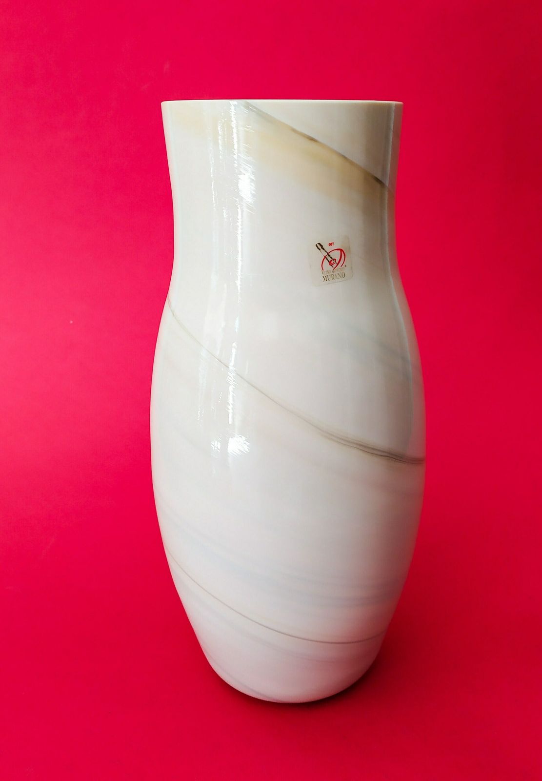 Murano Marbled Glass Vase Vintage Space Age Design Yalos Beige Vase Italian Glass photo furniture
