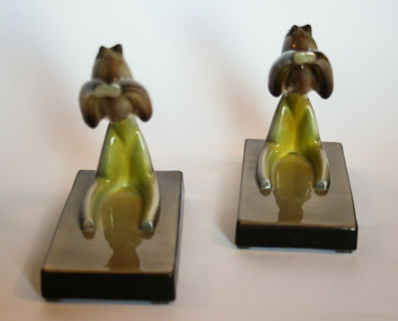 Tarcisio Tosin Bookends Pair Bookends Ceramic Greyhounds La Freccia 30s 1934 Art Deco photo vinterior