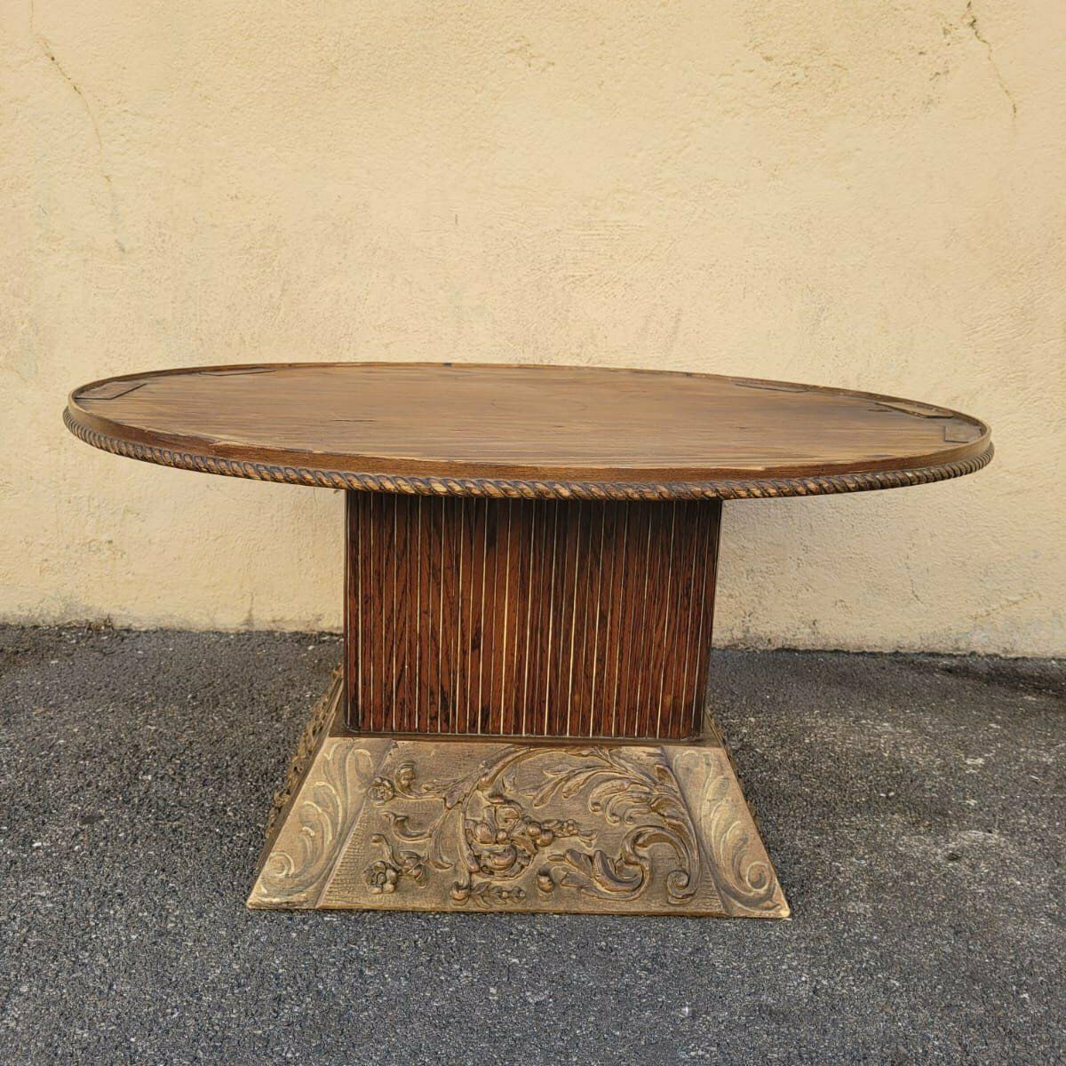 Coffee Table In Wood And Eglomised Glass, Art Deco, 20th Century photo vinterior