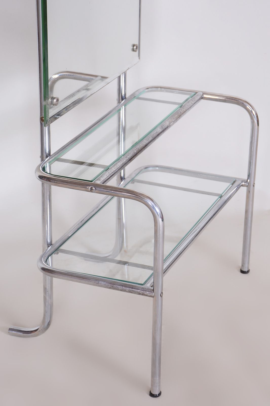 Restored Bauhaus Dressing Mirror, Chrome Plated Steel, Czechia, 1930s photo vintage
