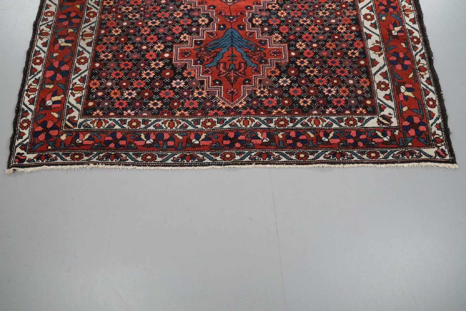 Floral Antique Rug Wool Geometric Carpet Blue Lounge Home Interior Livingroom Decor photo vinterior