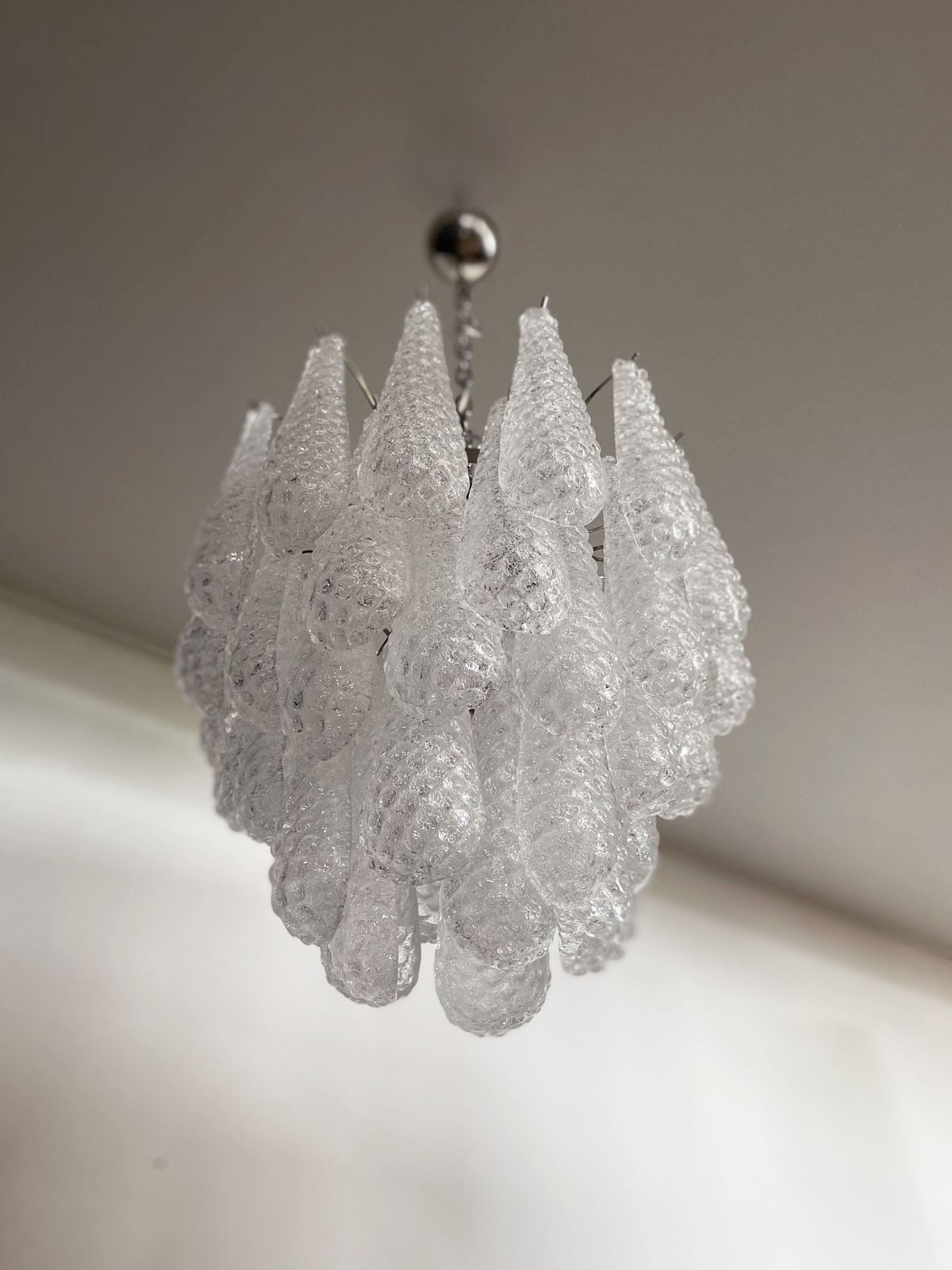 Lighting Italian Vintage Murano Chandelier 41 Glass Petals Drop photo