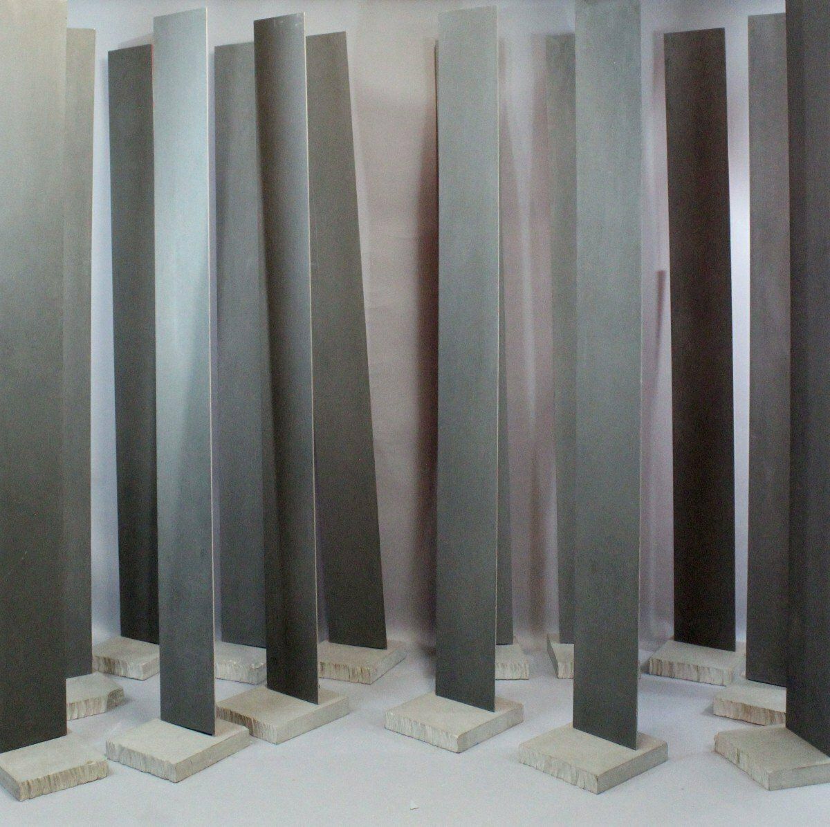 Modern Sculpture In Steel Blades On Cement Pedestals, 20th Century