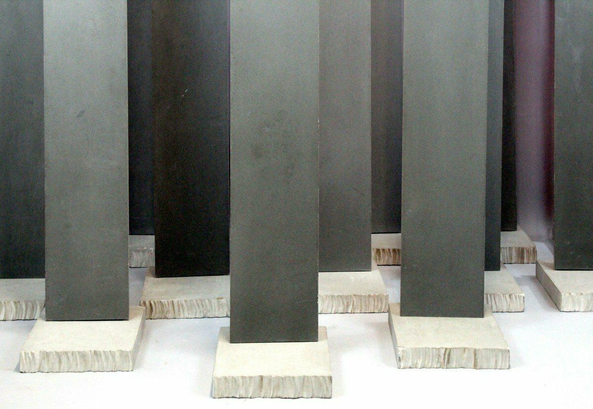 Modern Sculpture In Steel Blades On Cement Pedestals, 20th Century photo Home Decor