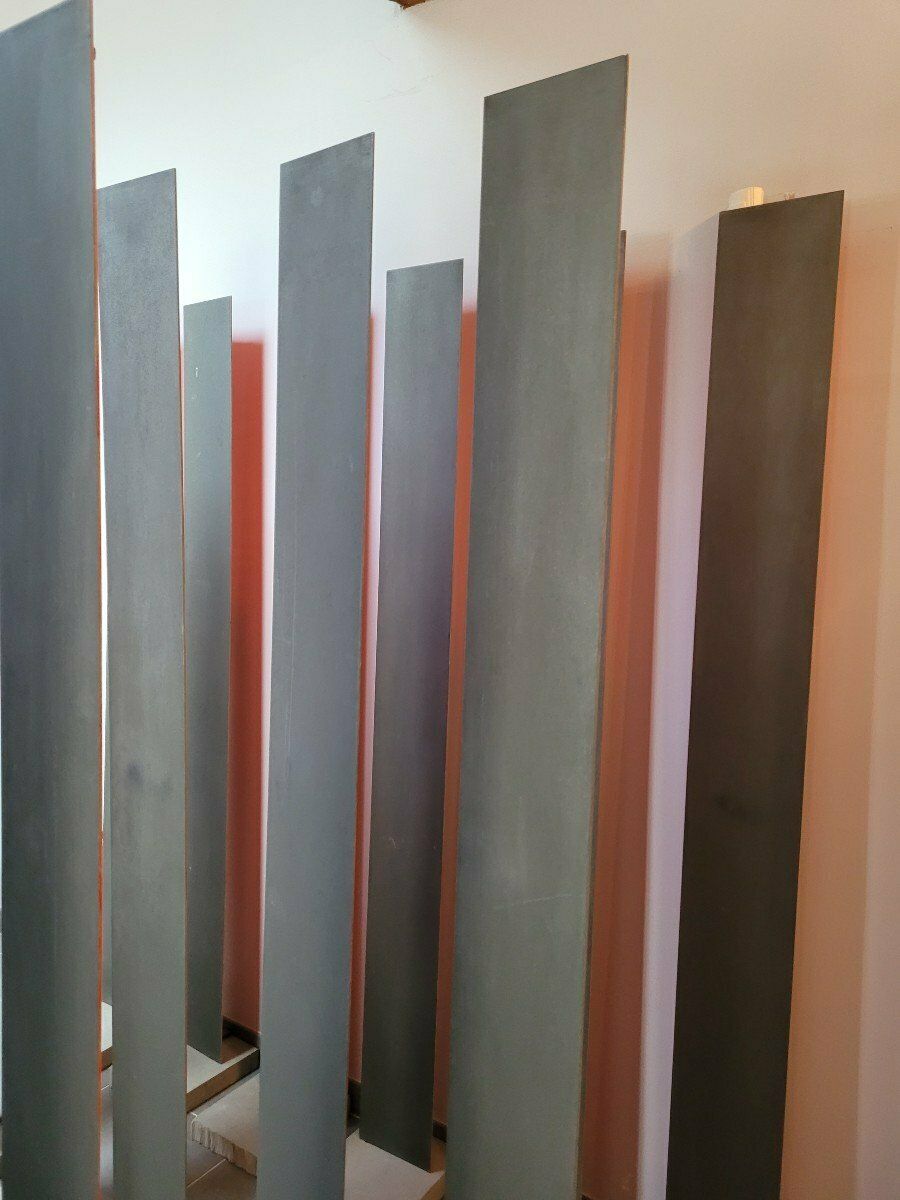 photo for sale Modern Sculpture In Steel Blades On Cement Pedestals, 20th Century