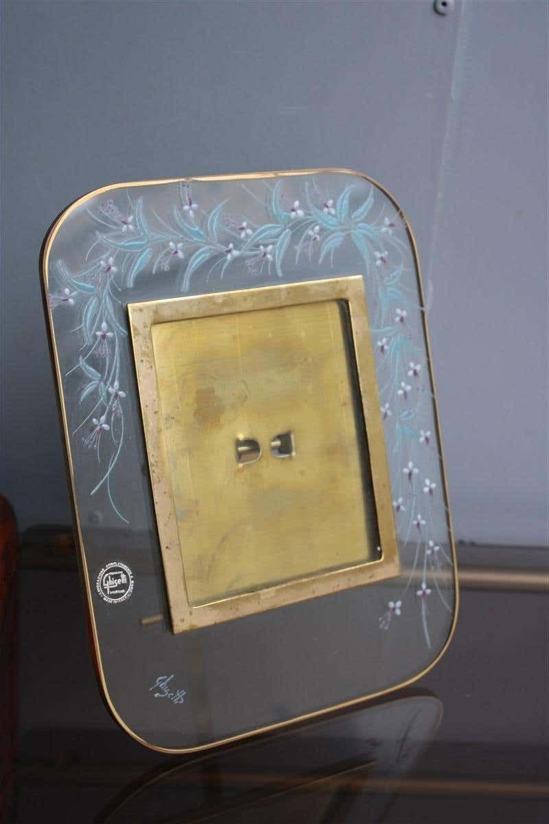 Photo Frame In Decorated Crystal And Brass Italian Design 1970s photo furniture