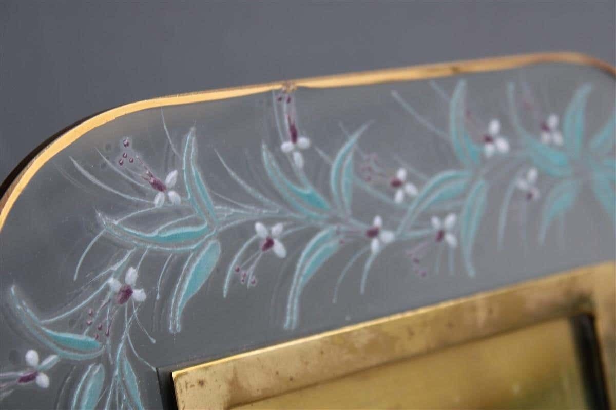 Photo Frame In Decorated Crystal And Brass Italian Design 1970s photo for sale