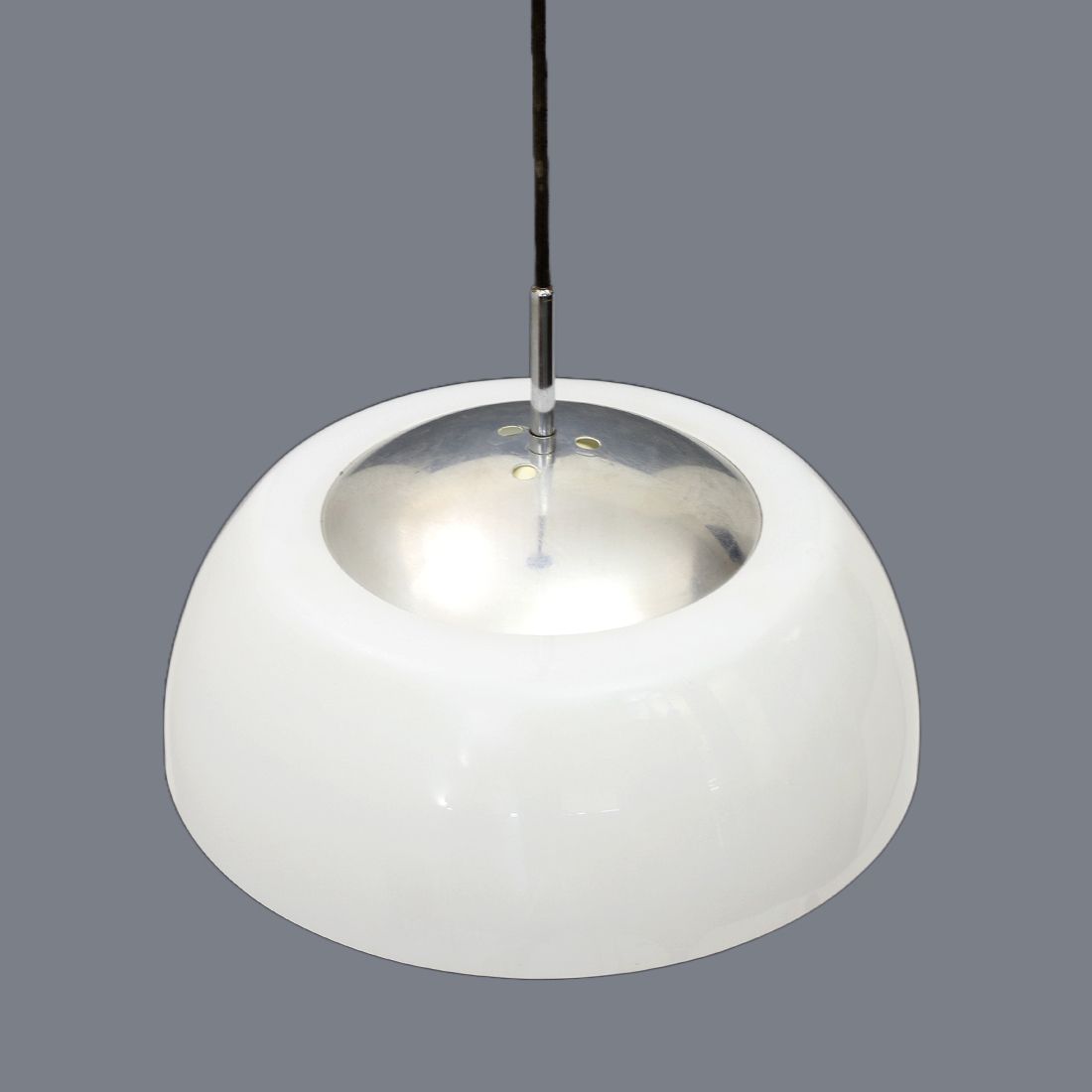 Chandelier In Chromed Metal, Methacrylate And White Glass, 60s photo 320.0
