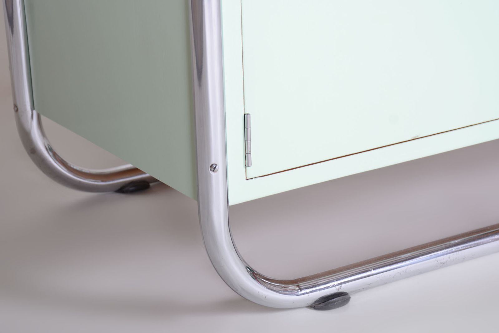 Restored Small Bauhaus Cabinet, Chrome Plated Steel, Lacquered Wood, Czechia, 1930s photo buy