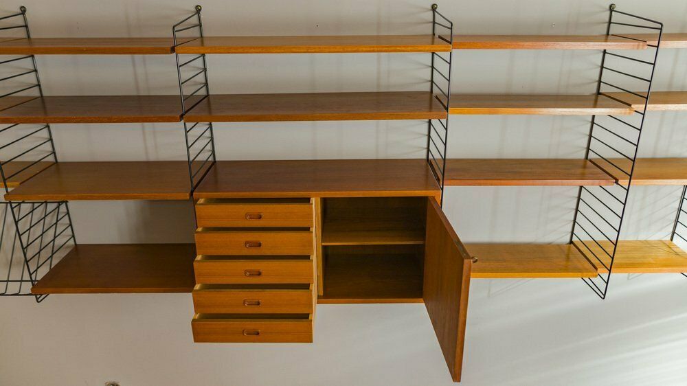Furniture Teak Modular Wall Shelf By Nils Strinning For String, 1960s photo