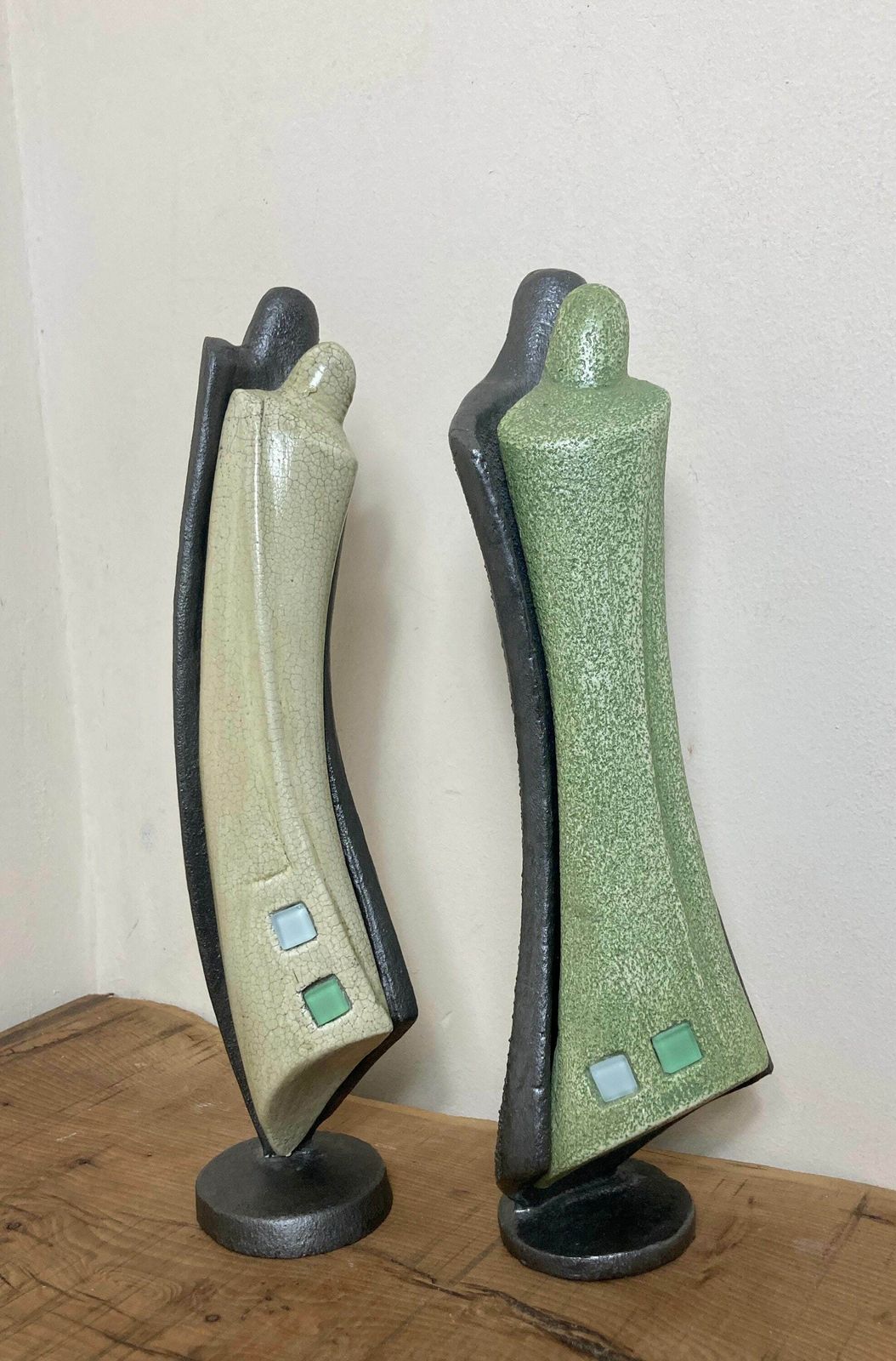 Mid Century, Designer Art Deco Metal And Plaster Sculptures, Art Figure Collectible Abstract Piece photo buy