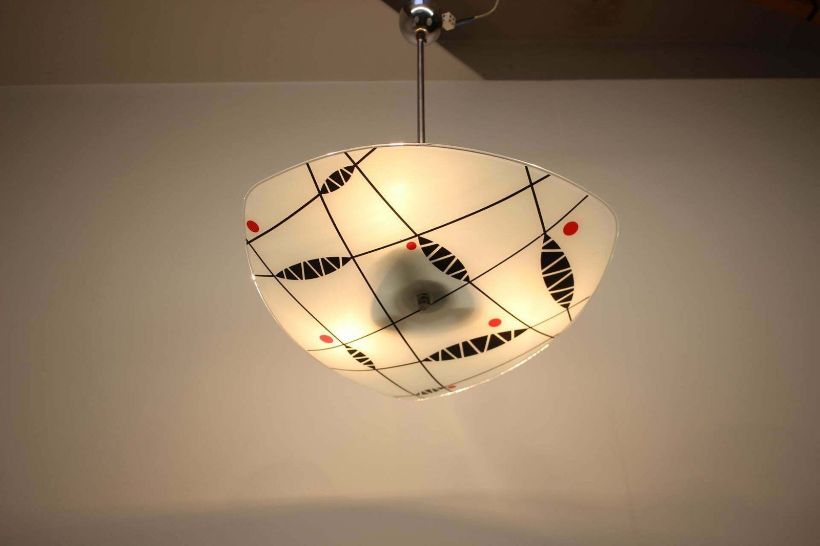 Midcentury Glass Pendant By Napako, Czechoslovakia, 1960s photo vintage