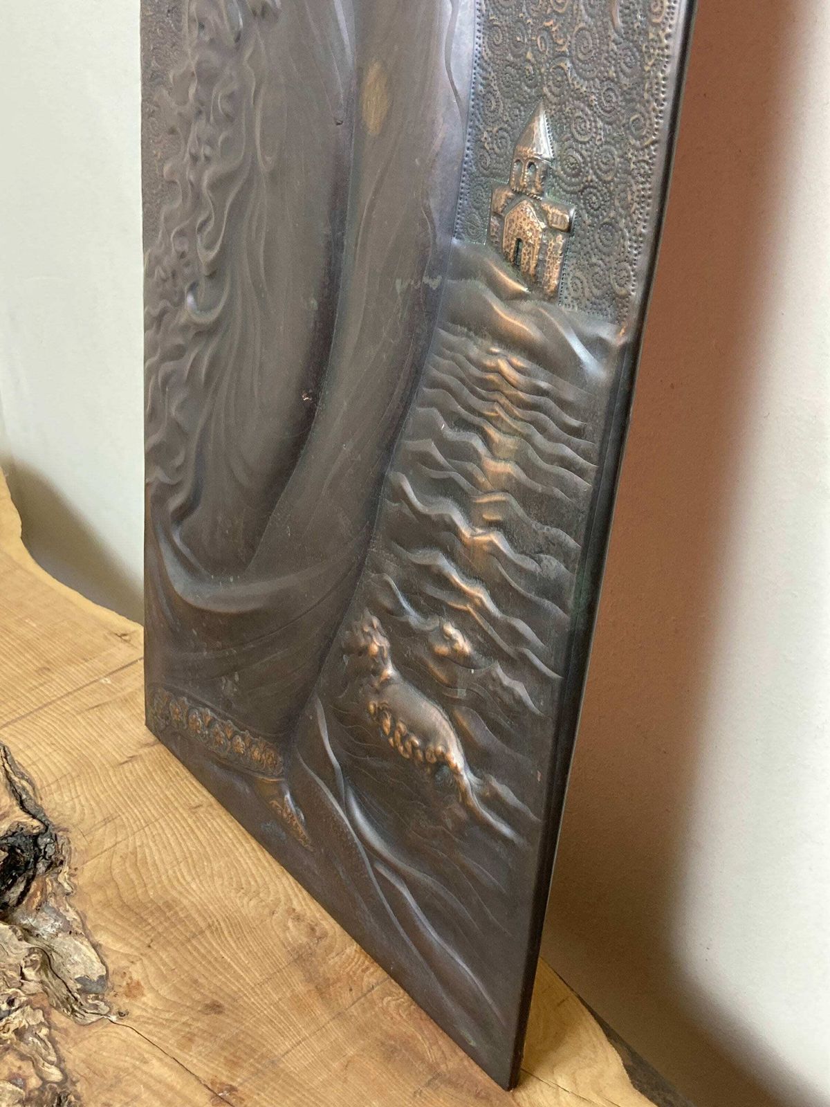 photo for sale Vintage Art Nouveau Lady Copper Plaque, Wall Art Decoration, Legend Of Tamar