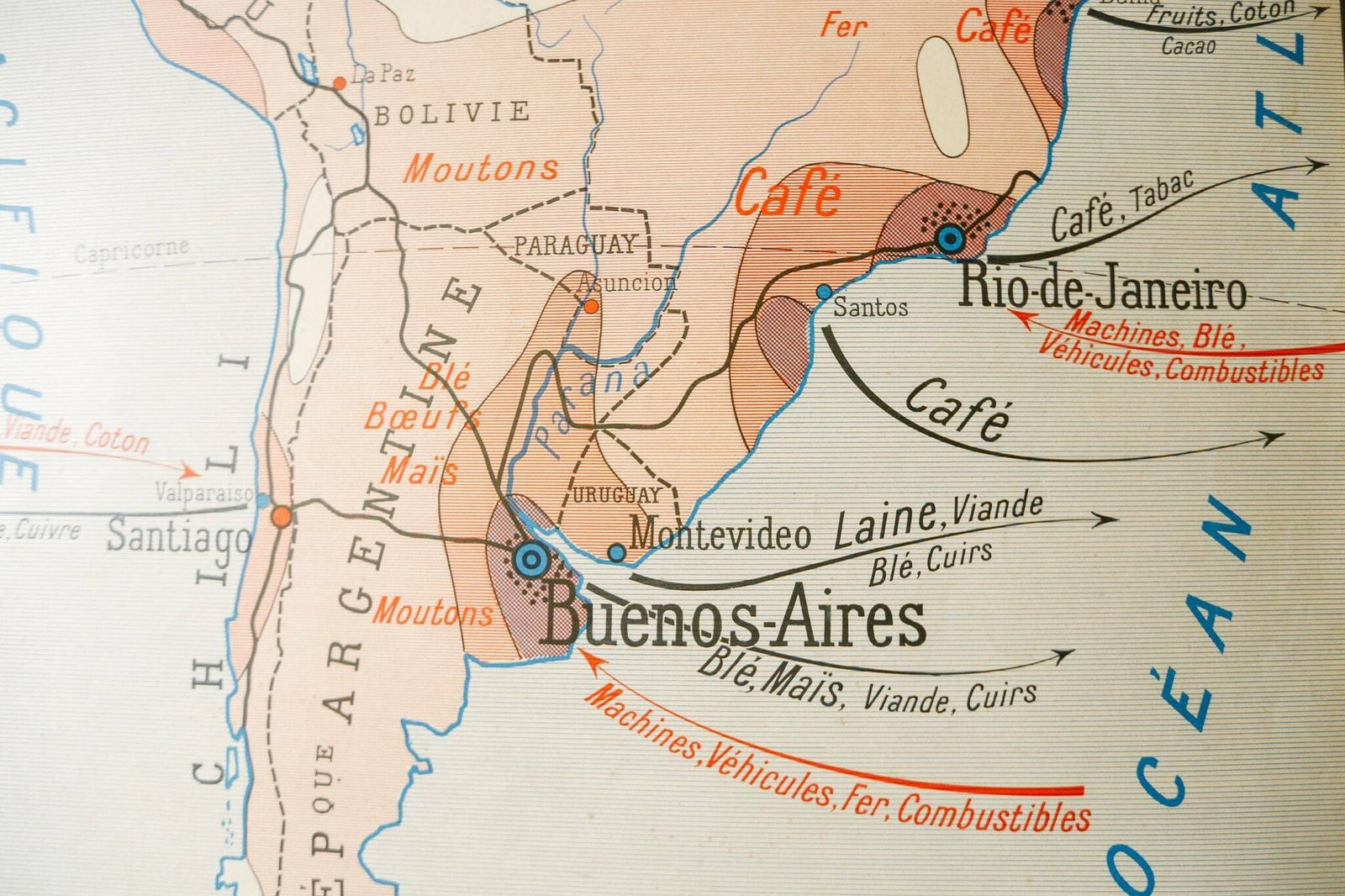 Original Vintage French Educational School Wall Chart The Americas North South America Map Beautiful Rare photo Art