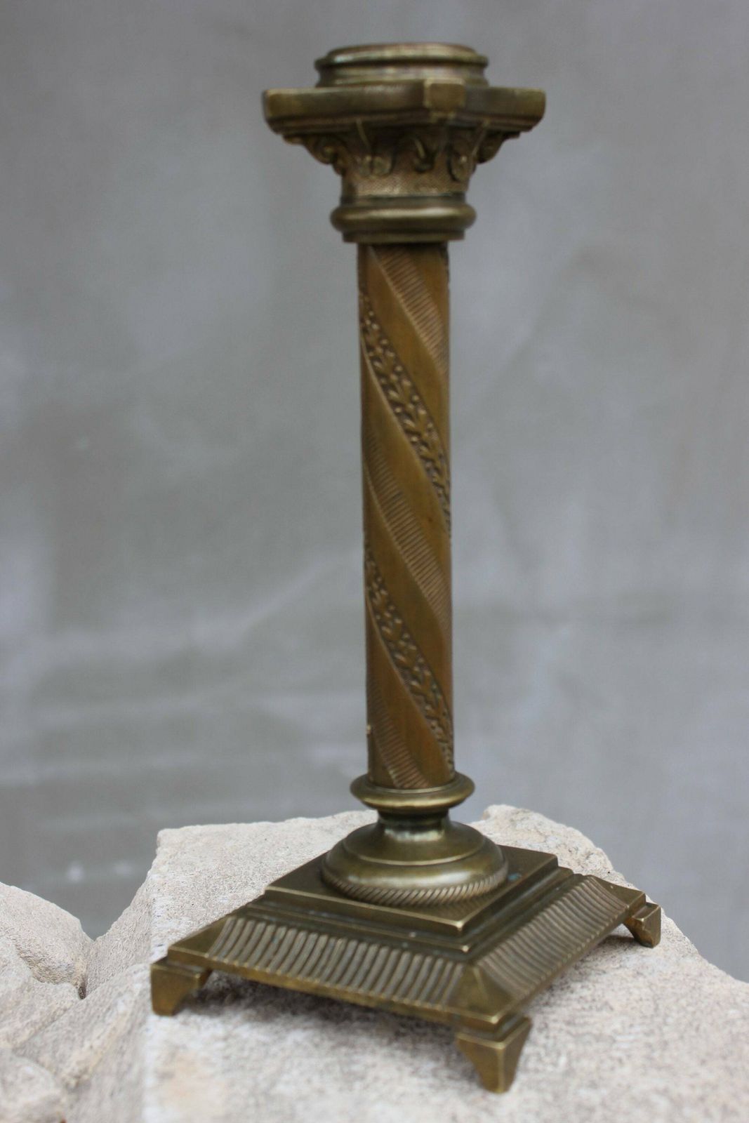 French Bronze Candlestick Single Mantle Baroque Candleholder Home Fireplace Decor photo for sale