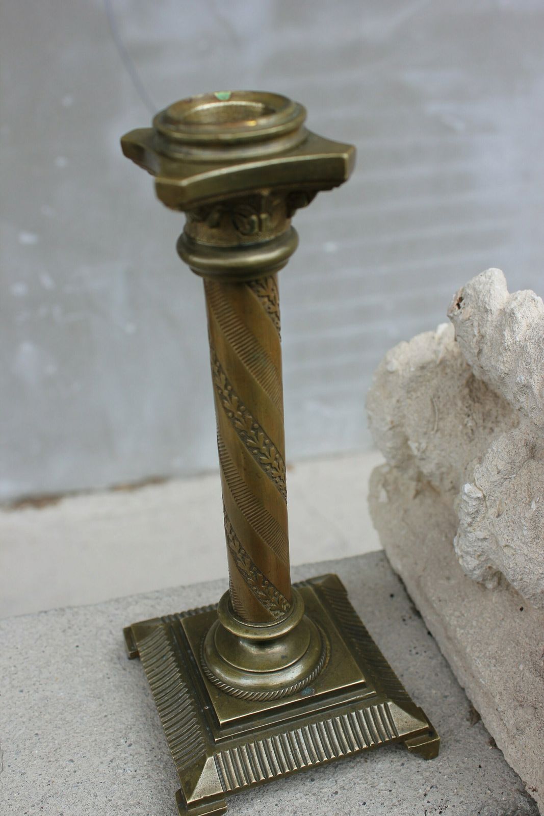 French Bronze Candlestick Single Mantle Baroque Candleholder Home Fireplace Decor photo 76.0