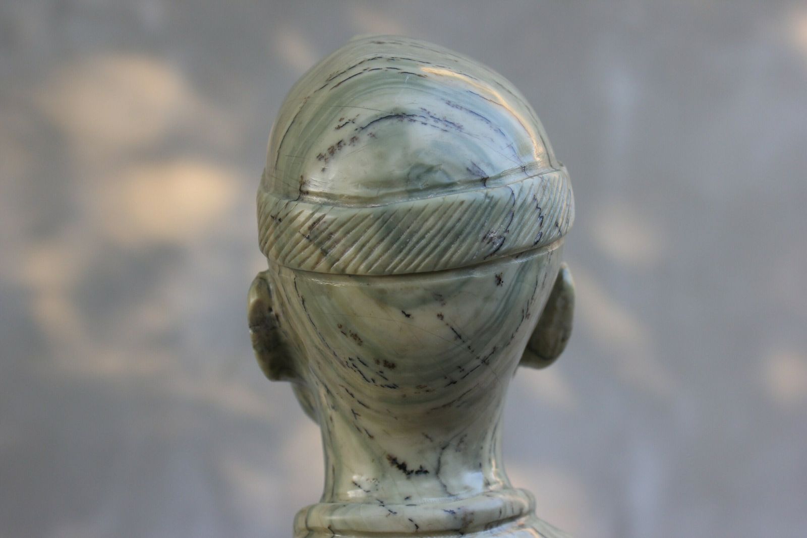 Marble Man Head Tribal Carved Statue Beautiful Male Face Collect Marble Figurine Gift Tabletop Decoration photo 133.0