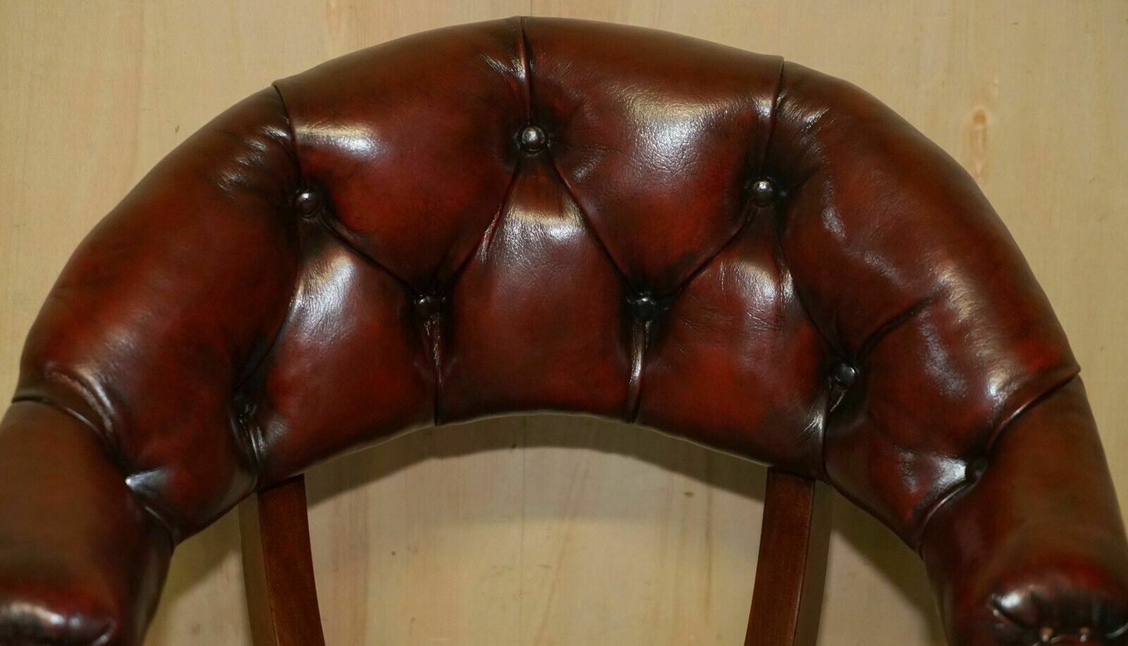 Antique Restored Leather William IV Mahogany Chesterfield Captains Armchair photo Furniture