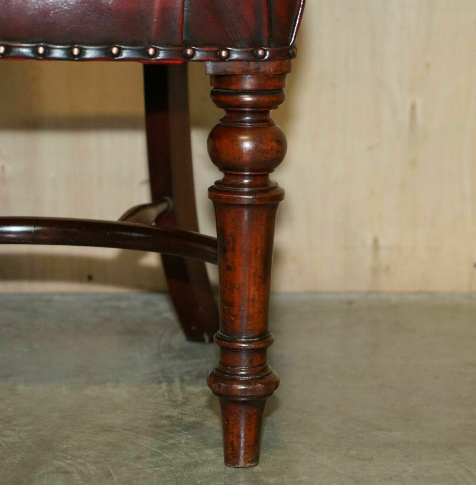 photo furniture Antique Restored Leather William IV Mahogany Chesterfield Captains Armchair