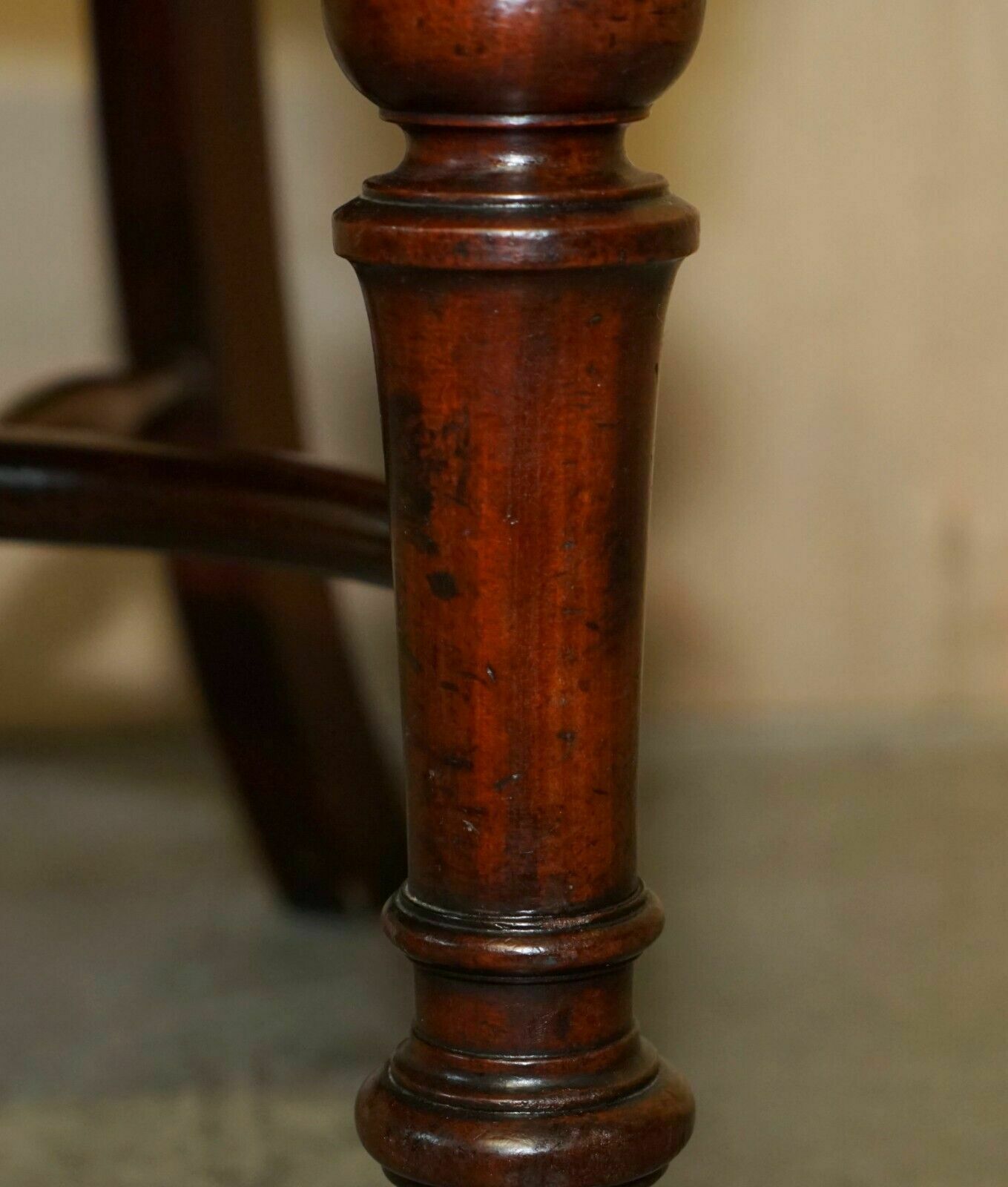 Furniture Antique Restored Leather William IV Mahogany Chesterfield Captains Armchair photo