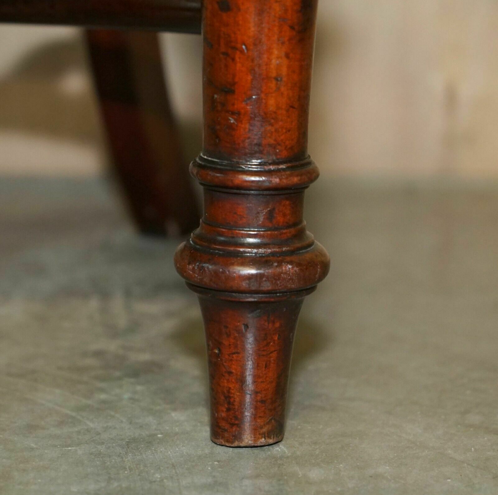 2850.0 Antique Restored Leather William IV Mahogany Chesterfield Captains Armchair photo