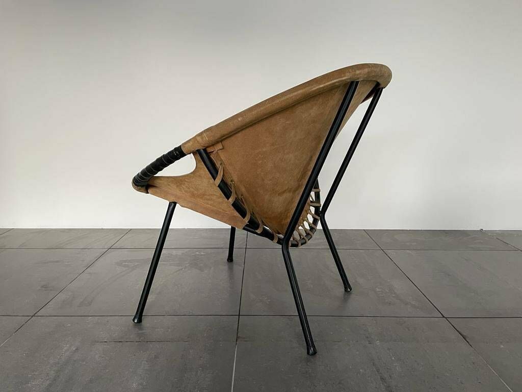 Mid Century Modern Suede Leather Balloon Lounge Chair By Hans Olsen, 1950s, Denmark photo 2213.4