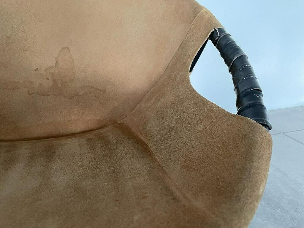 photo for sale Mid Century Modern Suede Leather Balloon Lounge Chair By Hans Olsen, 1950s, Denmark