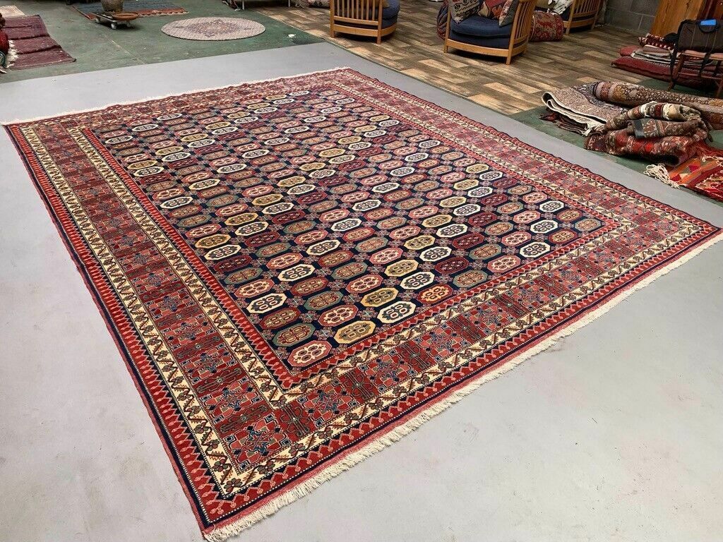 Turkish Bergama Rug 385x320 Cm Vintage Carpet, Tribal Large Square photo Textiles