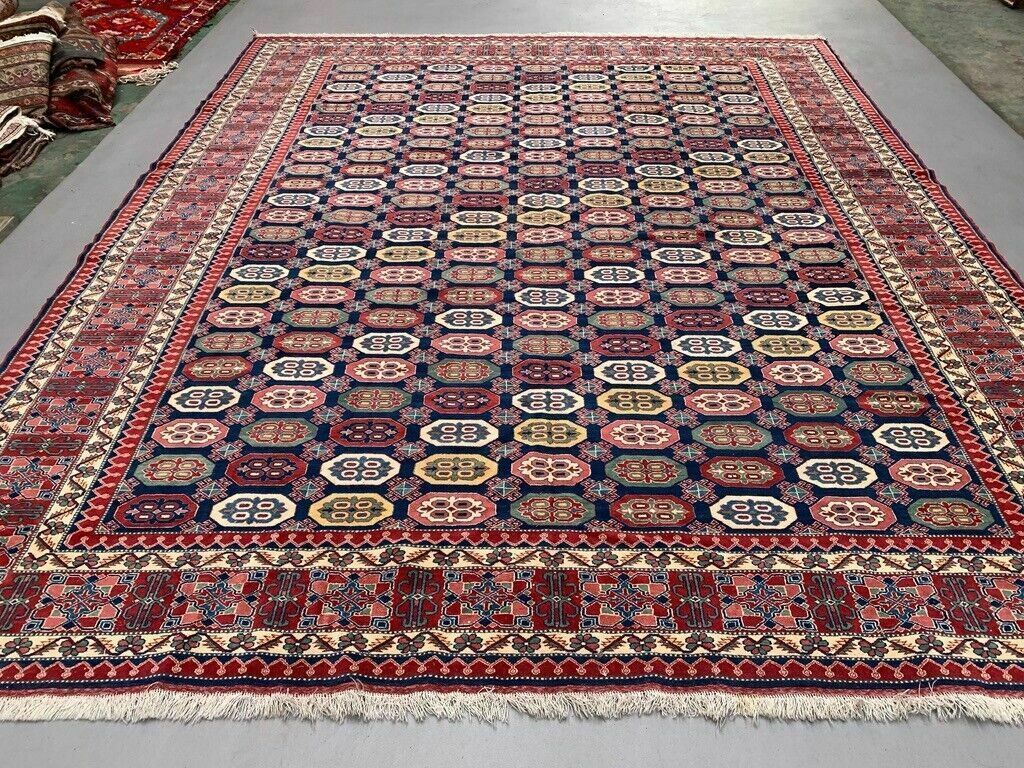 Turkish Bergama Rug 385x320 Cm Vintage Carpet, Tribal Large Square photo 5350.0