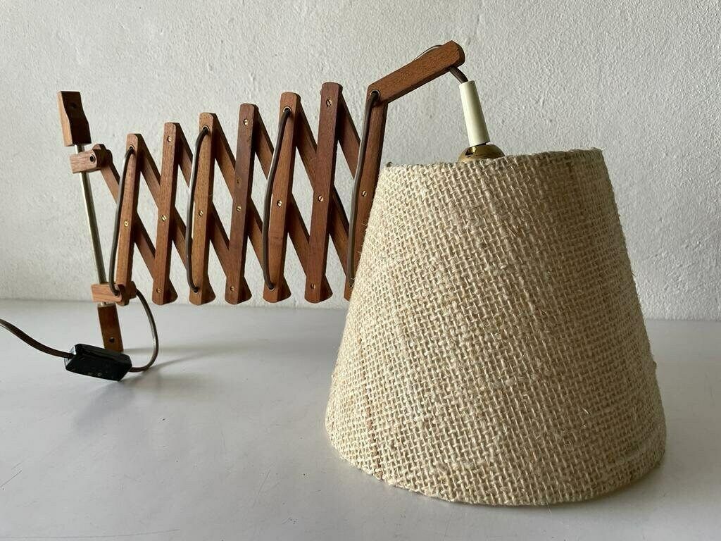 Mid Century Modern Fabric And Wood Accordion Lamp, 1960s photo Lighting