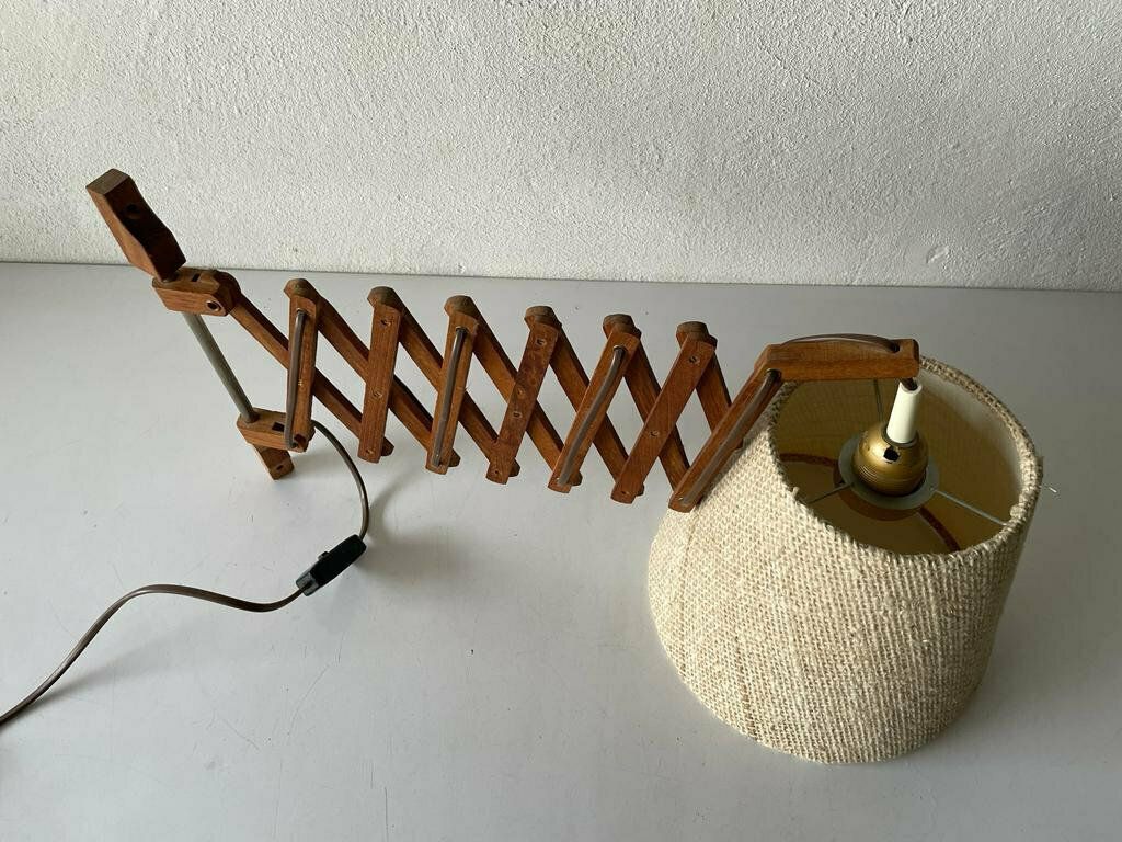 photo furniture Mid Century Modern Fabric And Wood Accordion Lamp, 1960s