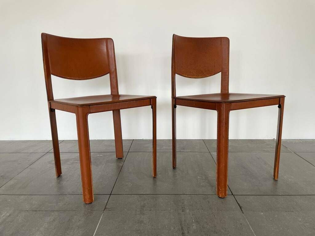 Pair Of Italian Leather Chairs By Matteo Grassi, 1970s, Italy