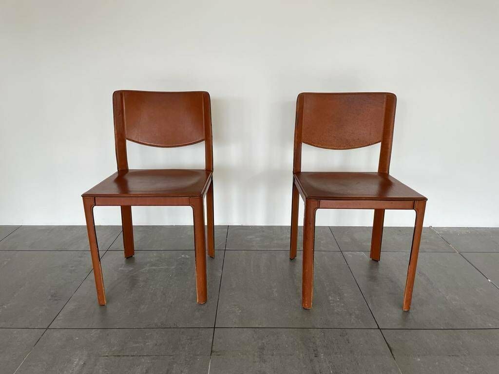 Pair Of Italian Leather Chairs By Matteo Grassi, 1970s, Italy photo for sale