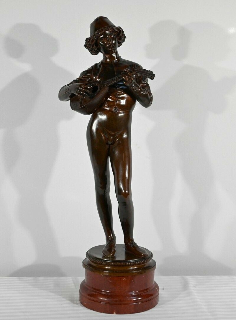 Bronze “Florentine Singer Of The 15th Century”, Signed P.Dubois – 1865