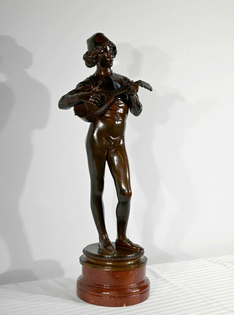 Bronze “Florentine Singer Of The 15th Century”, Signed P.Dubois – 1865 photo for sale